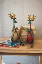 Recycled Sitting Iron Moose 17"H – Whimsical Handmade Holiday Figures, Set of Two by Kalalou