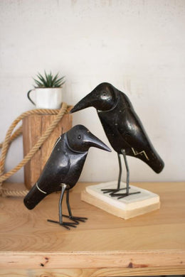 Antique Black Iron Crow Set 14