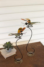 Kalalou NTM1248 Recycled Metal Dragonflies on Stands, Set of Two