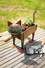 Kalalou NTM1273 Recycled Iron Cat with Brick Mould Flower Box