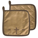 HiEnd Accents Cross Pot Holder ,   Dk Tan