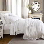HiEnd Accents Lily 3 PC Washed Linen King Duvet Set, White