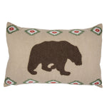 HiEnd Accents Burlap Embroidered Bear Pillow