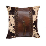 HiEnd Accents Faux Leather Pillow w Cowhide and Concho