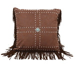 HiEnd Accents Faux leather pillow w concho and studs