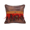 HiEnd Accents Faux leather pillow w red feathers and concho