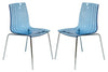 LeisureMod Ralph Dining Chair in Transparent Blue