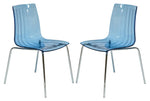 LeisureMod Ralph Dining Chair in Transparent Blue