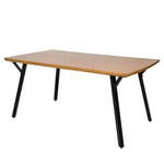 LeisureMod Ravenna Modern Rectangular Wood 63`` Dining Table With Metal Y-Shaped Joint Legs White Oak