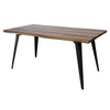LeisureMod Ravenna Modern Rectangular Wood 63`` Dining Table With Metal Legs Dark Brown