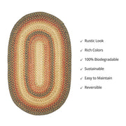 Homespice Decor 504043  5' x 8' Oval Russett Jute Braided Rug