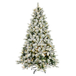 5.5' x 40" Flocked Ellis Pine Artificial Christmas Tree Warm White Dura-Lit LED