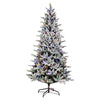 12' x 60" Flocked Vail Pine Artificial Christmas Tree Multi-colored Dura-Lit LED