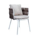 LeisureMod Spencer Modern Rope Outdoor Patio Dining Chair With Cushions