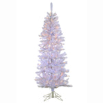 6.5' x 30" Artificial White Boise Pine Tree 200 Clear Lights Metal Stand
