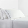 HiEnd Accents 350 TC White Sheet Set with Gray Stripe Embroidery