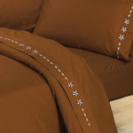HiEnd Accents Embroidered Star Sheet Set, CalKing Copper
