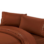 HiEnd Accents Embroidered Navajo Sheet Set, Twin Copper