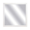 Benzara Square Shape Wooden Frame Mirror with Mounting Hardware, White and Silver