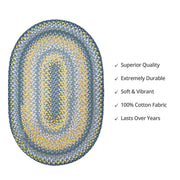 Homespice Decor 406316  8' x 10' Oval Sunflowers Cotton Braided Rug