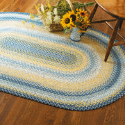 Homespice Decor 406316  8' x 10' Oval Sunflowers Cotton Braided Rug