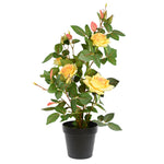 Vickerman TA181701 21" Artificial Yellow Rose Plant in Pot