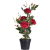 Vickerman TA181703 21" Artificial Red Rose Plant in Pot