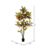 Vickerman TB170672 6' Potted Green & Orange Cronton Tree