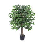 Vickerman TBU0140-06 4' Artificial Ficus Bush in Black Plastic Pot