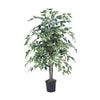 Vickerman TBU0240-06 4' Artificial Variegated Ficus Bush in a Black Plastic Pot