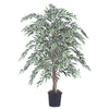 Vickerman TBU1340-06 4' Artificial Variegated Smilax Bush in a Black Plastic Pot