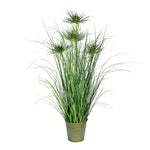 Vickerman TD190236 36" Artificial Potted Green Grass & Cyperus Heads