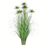 Vickerman TD190248 48" Artificial Potted Green Grass & Cyperus Heads