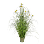 Vickerman TD190848 48" Artificial Potted Green Grass & Daisies
