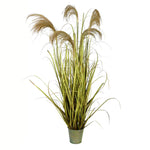 Vickerman TD191055 55" Artificial Potted Green Grass & Natural Reeds