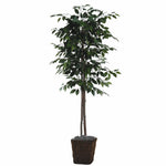 Vickerman TEC0160-0414 6' Artificial Ficus Tree in a Square Willow Basket