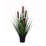 Vickerman TN170324 24" Artificial Potted Green Straight Grass & Cattails