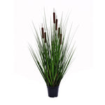 Vickerman TN170336 36" Artificial Potted Green Straight Grass & Cattails