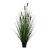 Vickerman TN170348 48`` Artificial Potted Green Straight Grass and Cattails