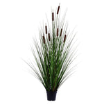 Vickerman TN170348 48`` Artificial Potted Green Straight Grass and Cattails