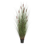 Vickerman TN170360 60" Artificial Potted Green Straight Grass & Cattails