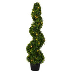 Vickerman TP170436LED 3' Artificial Potted Green Boxwood Spiral Tree