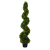Vickerman TP170448LED 4' Artificial Potted Green Boxwood Spiral Tree