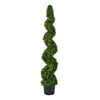 Vickerman TP170460 5' Artificial Potted Green Boxwood Spiral Tree