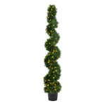 Vickerman TP170572LED 6' Artificial Potted Green Cedar Spiral Tree