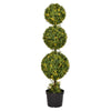 Vickerman TP170748LED 4' Artificial Triple Ball Green Boxwood Topiary