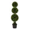 Vickerman TP170848LED 4' Artificial Triple Ball Green Cedar Topiary