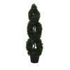Vickerman TP170948 4' Artificial Green Boxwood Double Spiral Topiary in a Black Plastic Pot