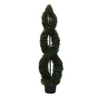 Vickerman TP170960 5' Artificial Green Boxwood Double Spiral Topiary in a Black Plastic Pot