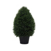 Vickerman TP171624 24" Artificial Wide Cedar Teardrop Shaped Bush, Black Plastic Pot